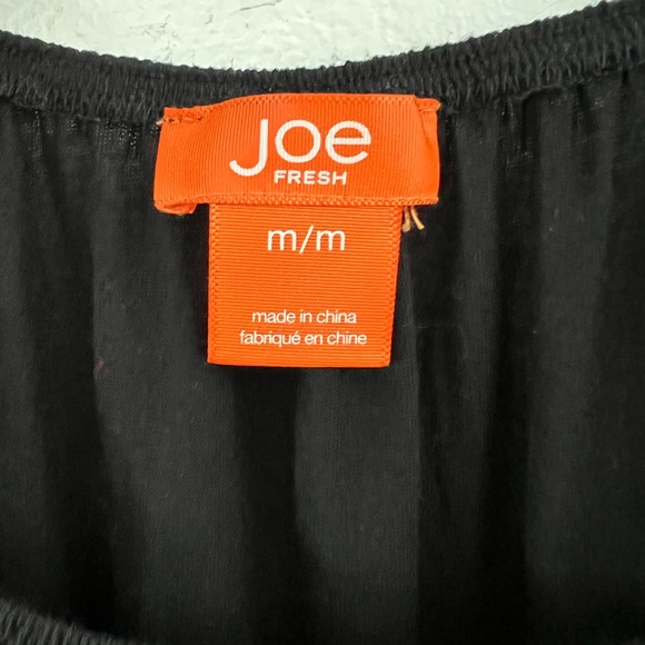 Joe Fresh sz M black top peasant sleeve blouson waist raglan sleeve - Picture 4 of 7